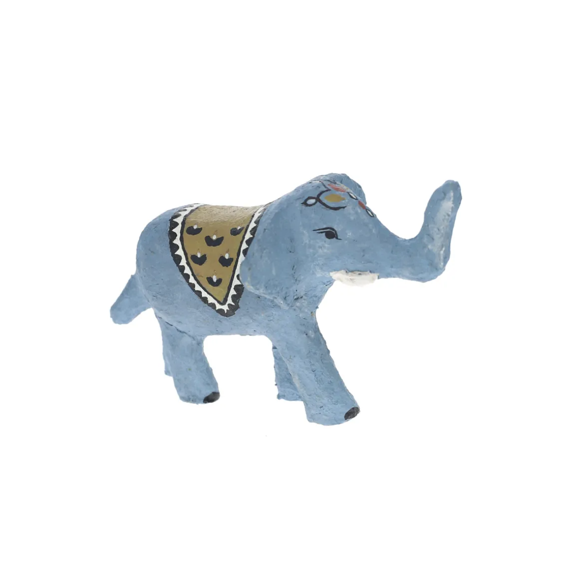 Figurine éléphant en papier mâché avec ornement ocre