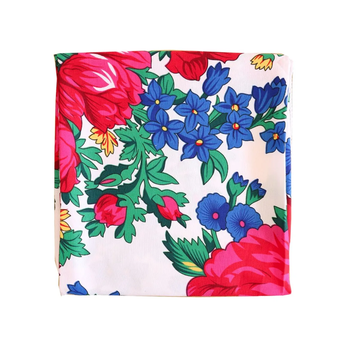 Foulard blanc à fleurs "Polka folk"