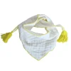 Foulard écru pompons jaune - Aqua Flower