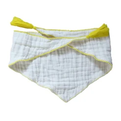 Foulard écru pompons jaune - Aqua Flower