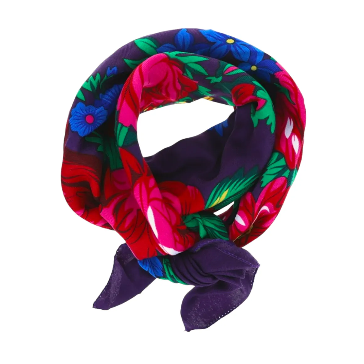 Foulard violet à fleurs Polka folk