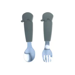 Fourchette avec manche éléphant silicone gris