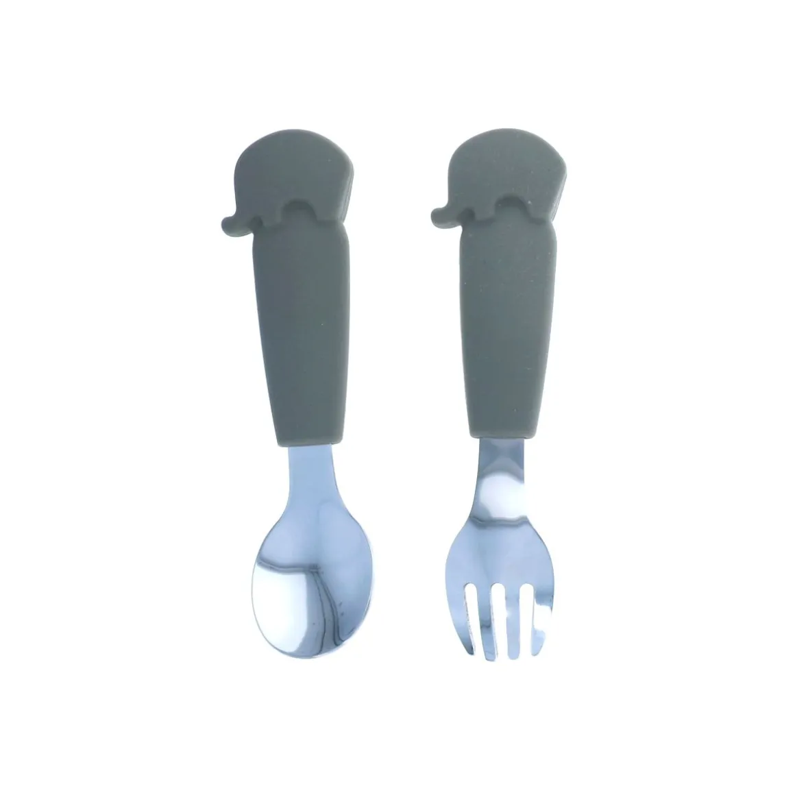 Fourchette avec manche éléphant silicone gris