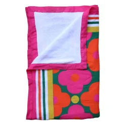 Fouta éponge à fleurs rose et orange - Copacabana party !