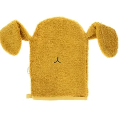 Gant de toilette lapin jaune moutarde