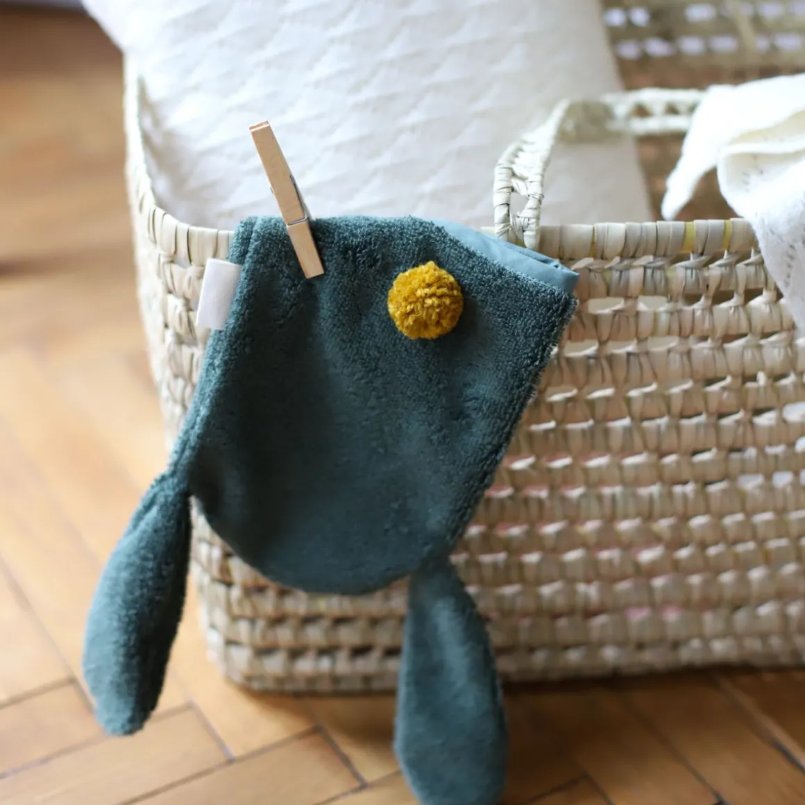Gant de toilette lapin vert