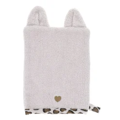 Gant de toilette éponge écru léopard - Chaton
