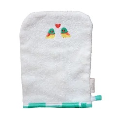 Gant de toilette éponge oiseaux - Les Inséparables