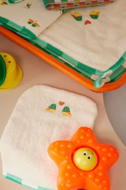 Gant de toilette éponge oiseaux - Les Inséparables