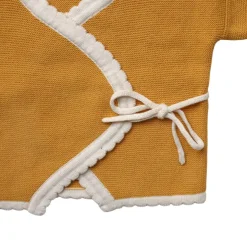 Gilet cache-cœur coton moutarde 3-6 mois