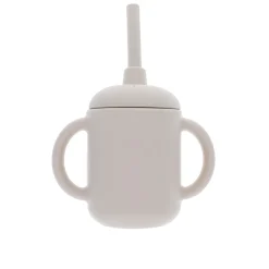 Gobelet avec paille en silicone à deux anses beige