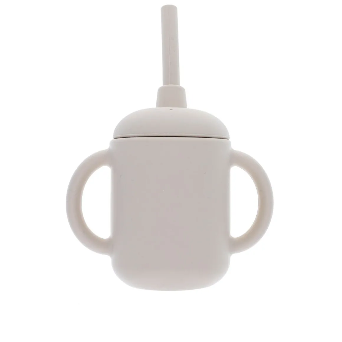 Gobelet avec paille en silicone à deux anses beige