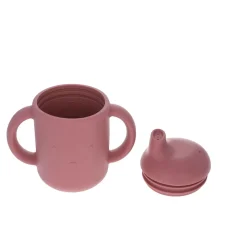 Gobelet en silicone à deux anses ours rose