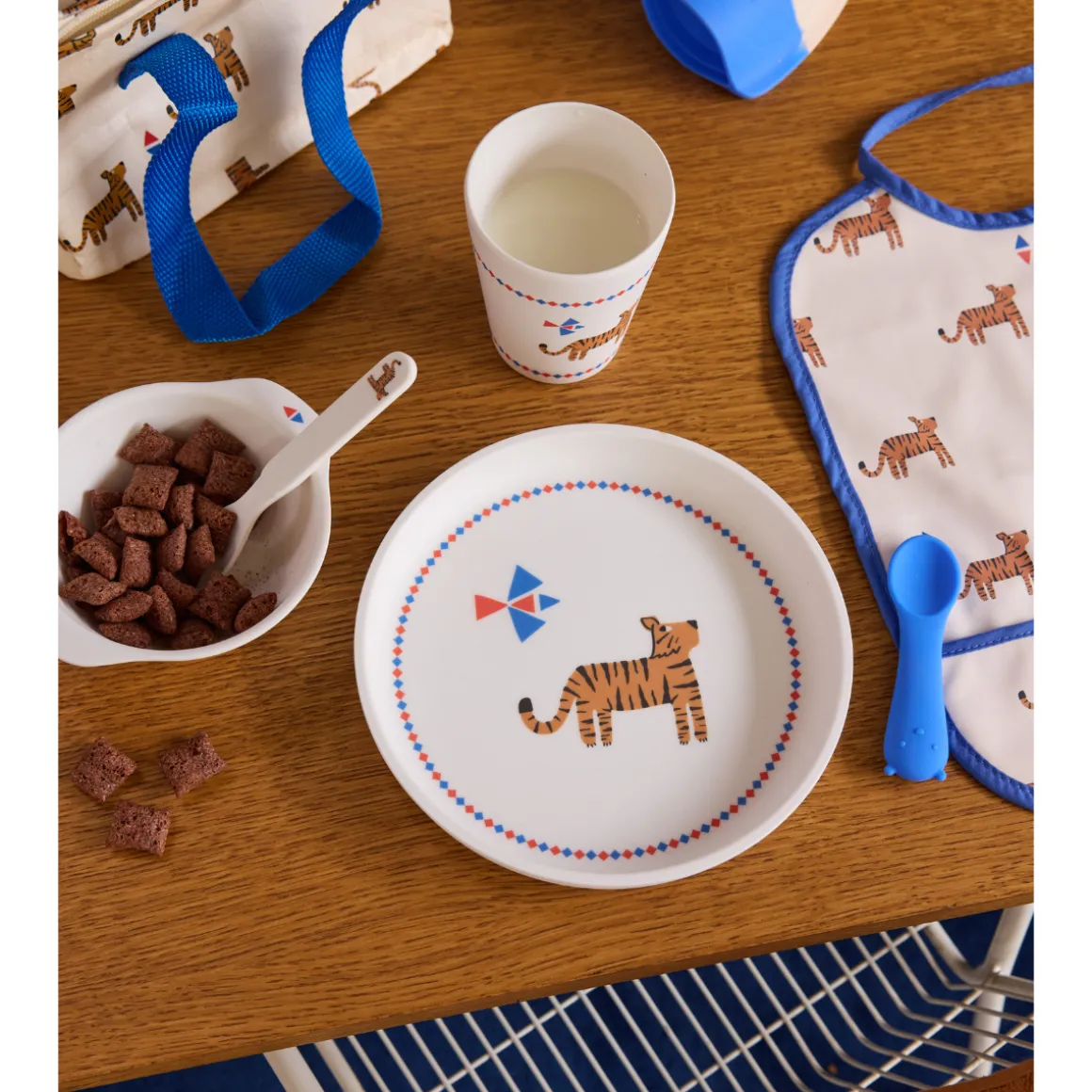 Gourde souple réutilisable bébé écru et bleu