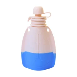 Gourde souple réutilisable bébé écru et bleu