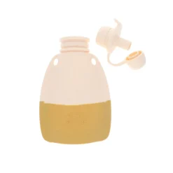 Gourde souple réutilisable bébé écru et jaune moutarde