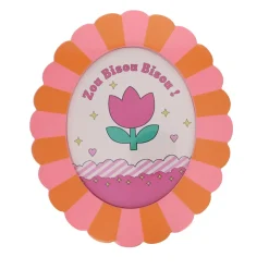 Grand cadre fleur rose et orange - Zou Bisou Bisou !