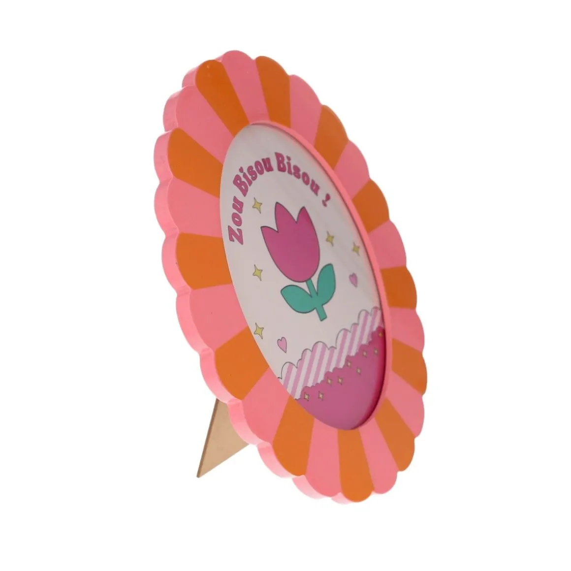 Grand cadre fleur rose et orange - Zou Bisou Bisou !