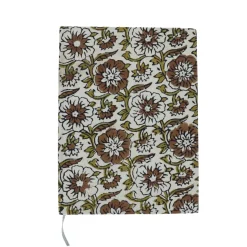 Grand carnet de notes fleuri écru block print - Delhi d'antan