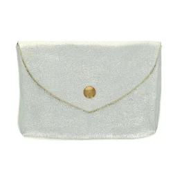 Grand porte-monnaie enveloppe cuir doré