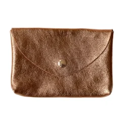 Grand porte-monnaie enveloppe cuir bronze cuivré