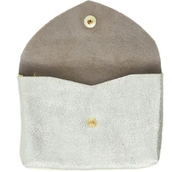 Grand porte-monnaie enveloppe cuir doré