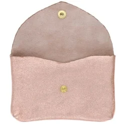 Grand porte-monnaie enveloppe cuir or rose