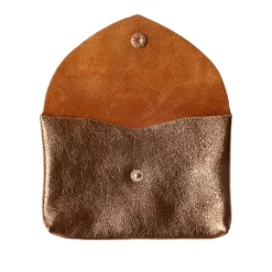 Grand porte-monnaie enveloppe cuir bronze cuivré