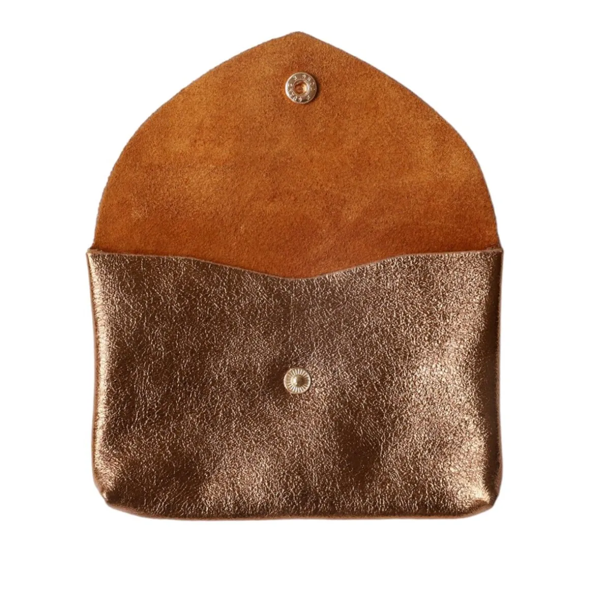 Grand porte-monnaie enveloppe cuir bronze cuivré