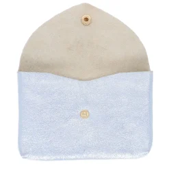 Grand porte-monnaie enveloppe cuir argent