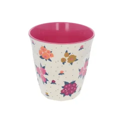 Grand verre en mélamine fleuri rose - La vie en rose