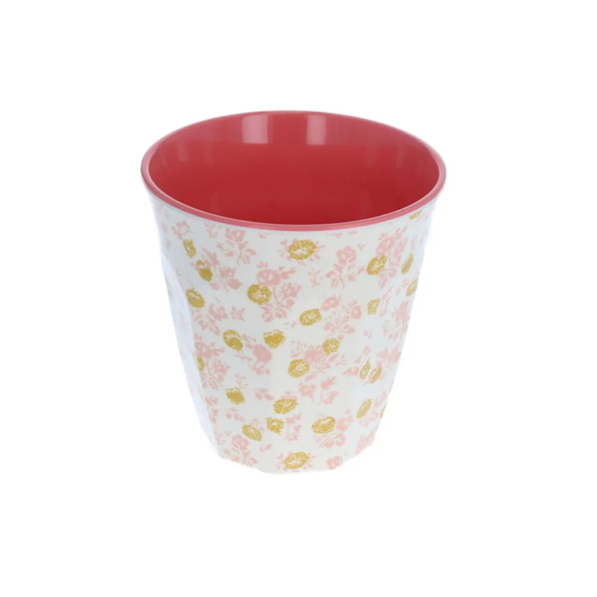 Grand verre fleurs rose et moutarde en mélamine - Trésors de fille