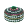 Grande boîte indienne ronde pompon vert