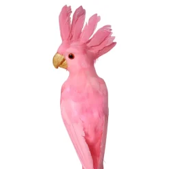 Grande perruche décorative à suspendre Régine plumes roses