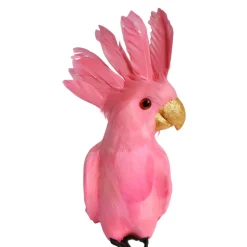 Grande perruche décorative à suspendre Régine plumes roses