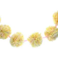 Guirlande pompons jaune et rose