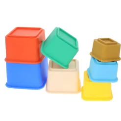 Jeu de cubes en silicone à empiler multicolore