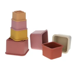 Jeu de cubes en silicone à empiler rose