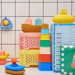 Jeu de cubes en silicone à empiler multicolore