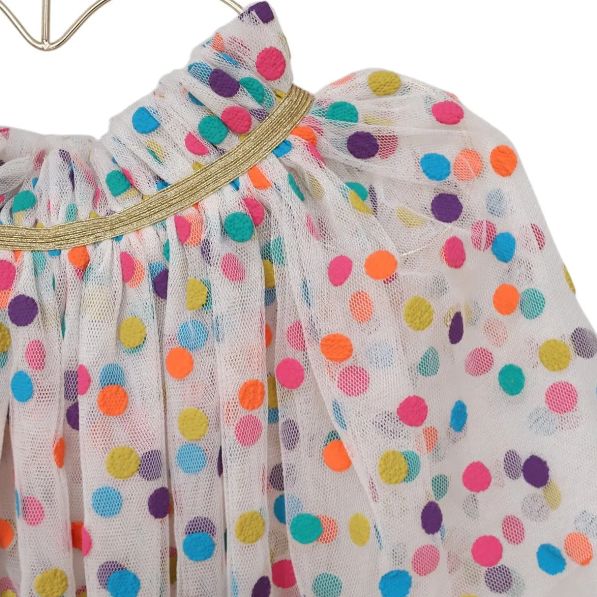 Jupe tutu avec traîne à pois multicolores