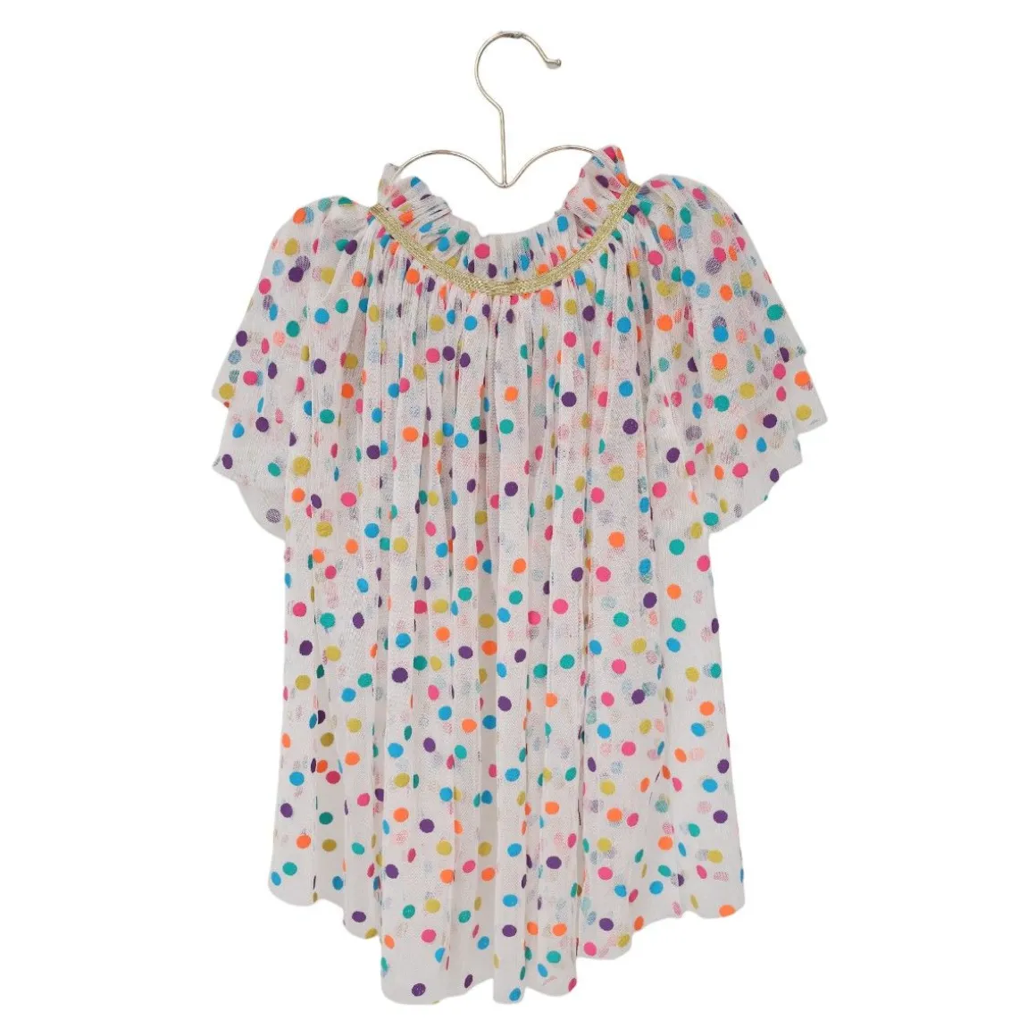 Jupe tutu avec traîne à pois multicolores
