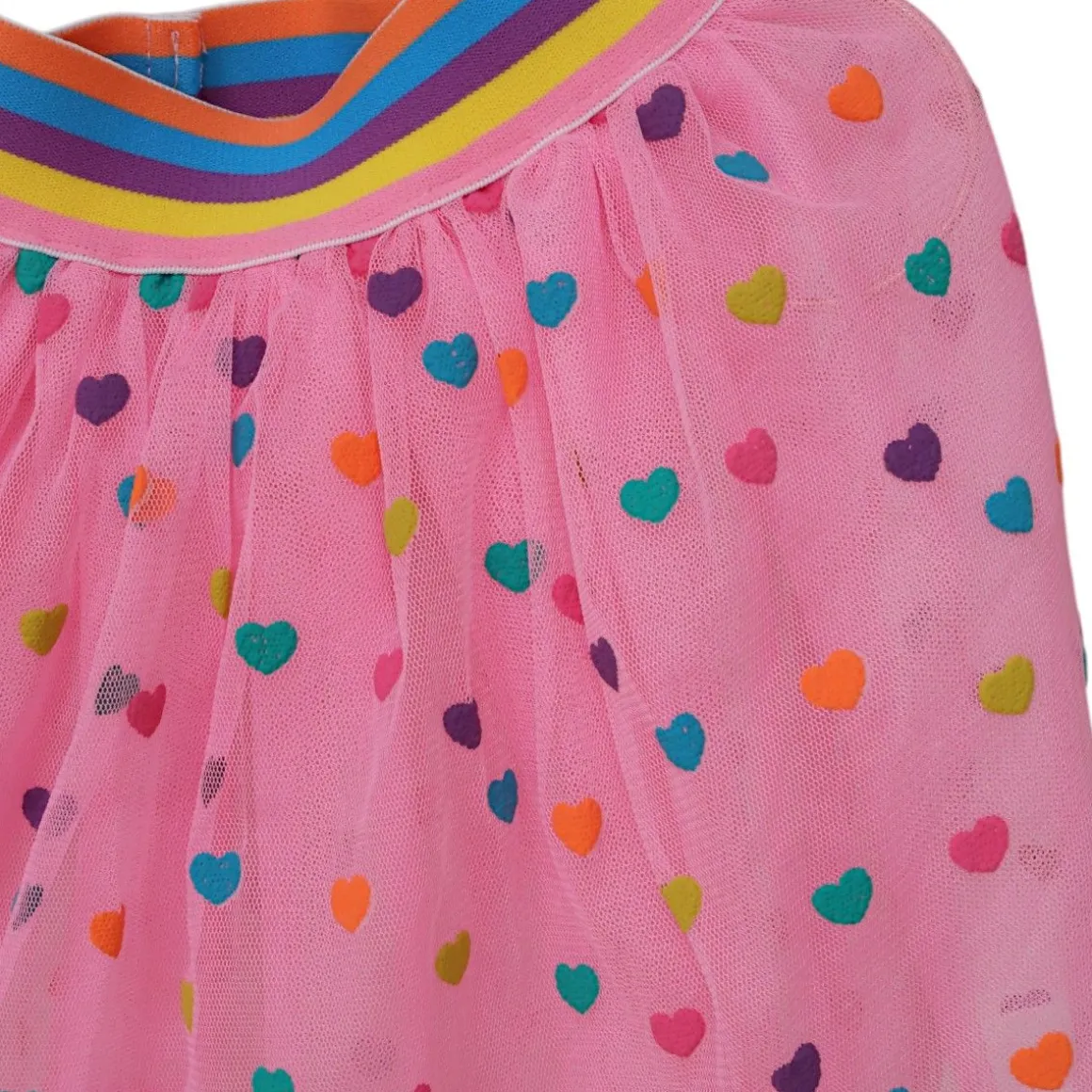 Jupe tutu rose cœurs multicolores