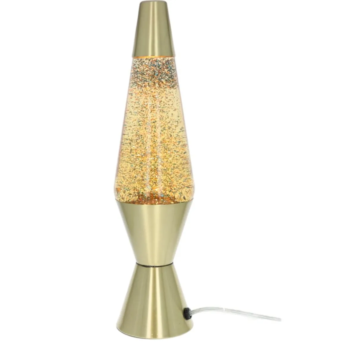 Lampe à lave dorée à paillettes