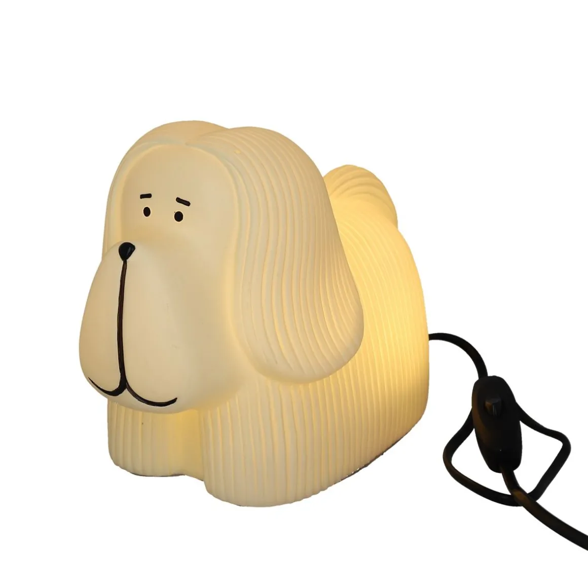 Lampe chien skye terrier blanc