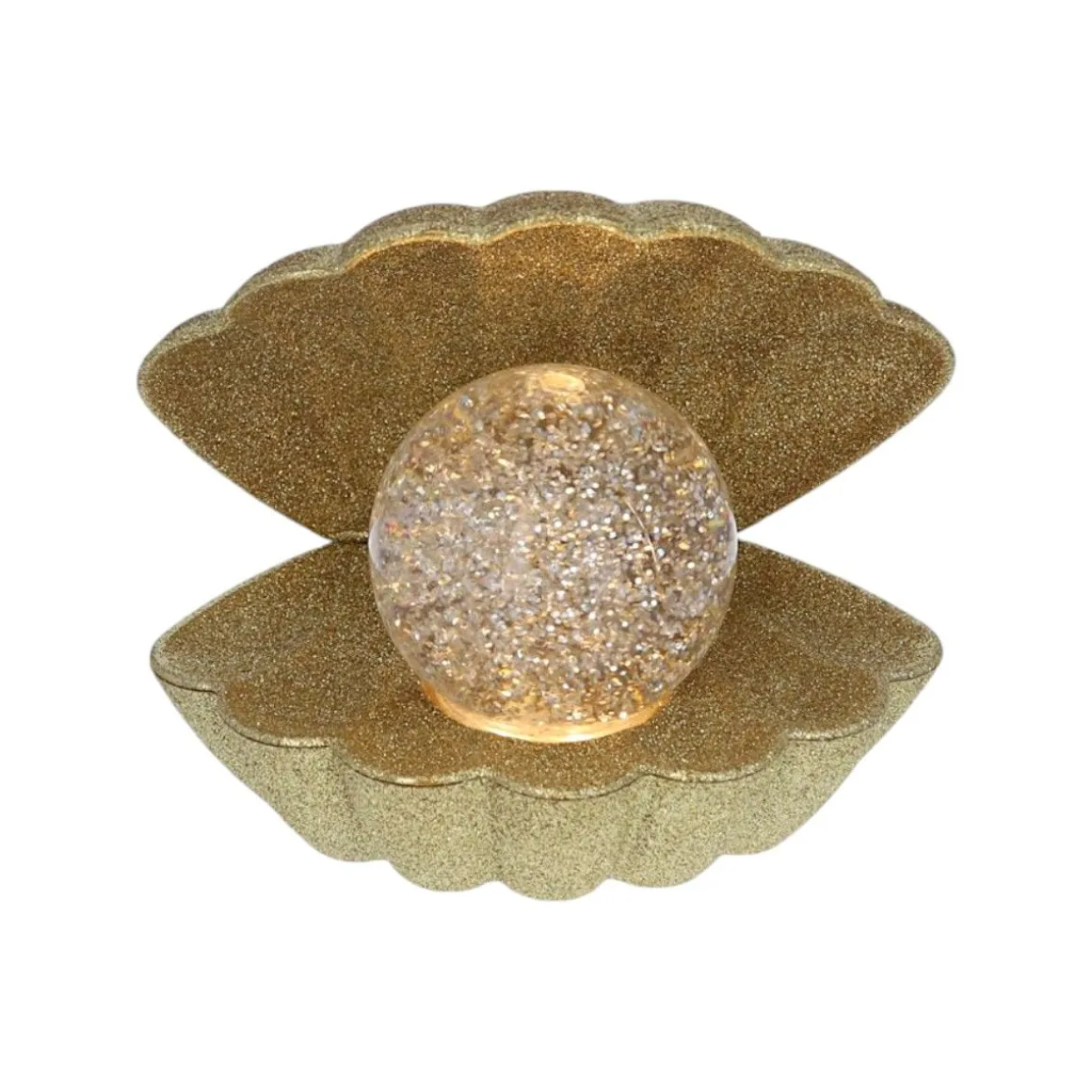 Lampe coquillage à paillettes dorées