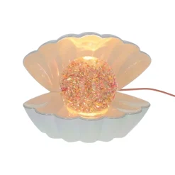 Lampe coquillage nacrée à paillettes multicolores