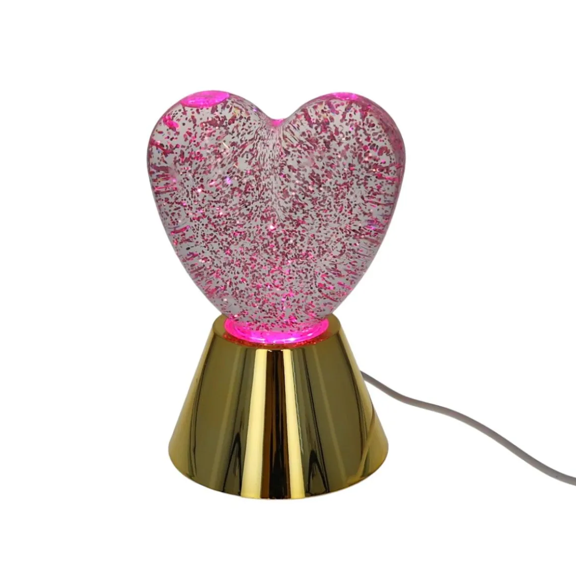 Lampe cœur rose à paillettes