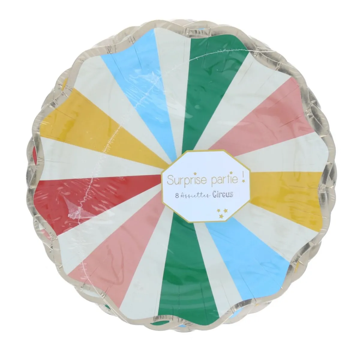 Lot de 8 assiettes colorées cirque