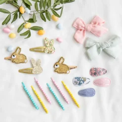 Lot de 3 barrettes à nœud bleu et rose