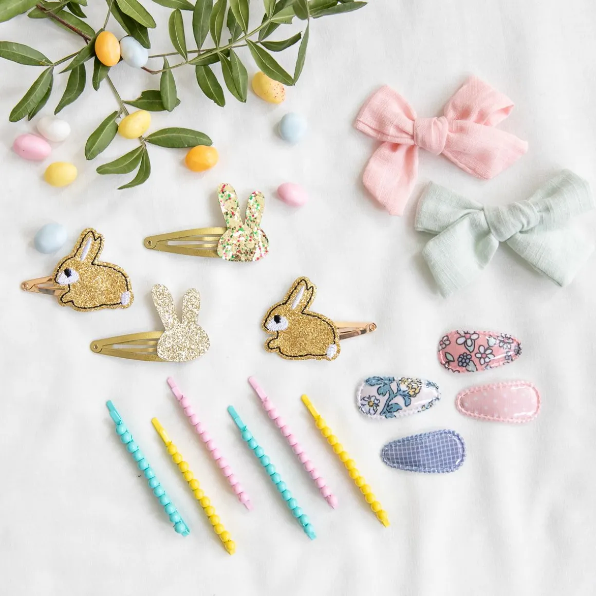 Lot de 3 barrettes à nœud bleu et rose
